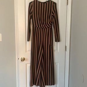 Boohoo Black and Brown Striped Jumpsuit